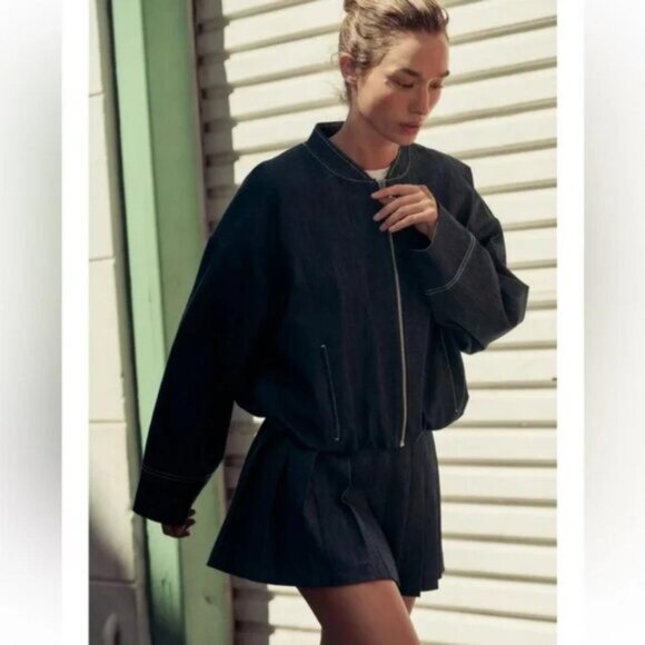 ZARA Z1975 BALLOON DENIM BOMBER JACKET - Picture 1 of 4